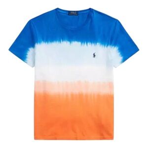 Polo Ralph Lauren Royal Blue White Orange Gradient Tie Dye TOP TEE T-SHIRT NEW